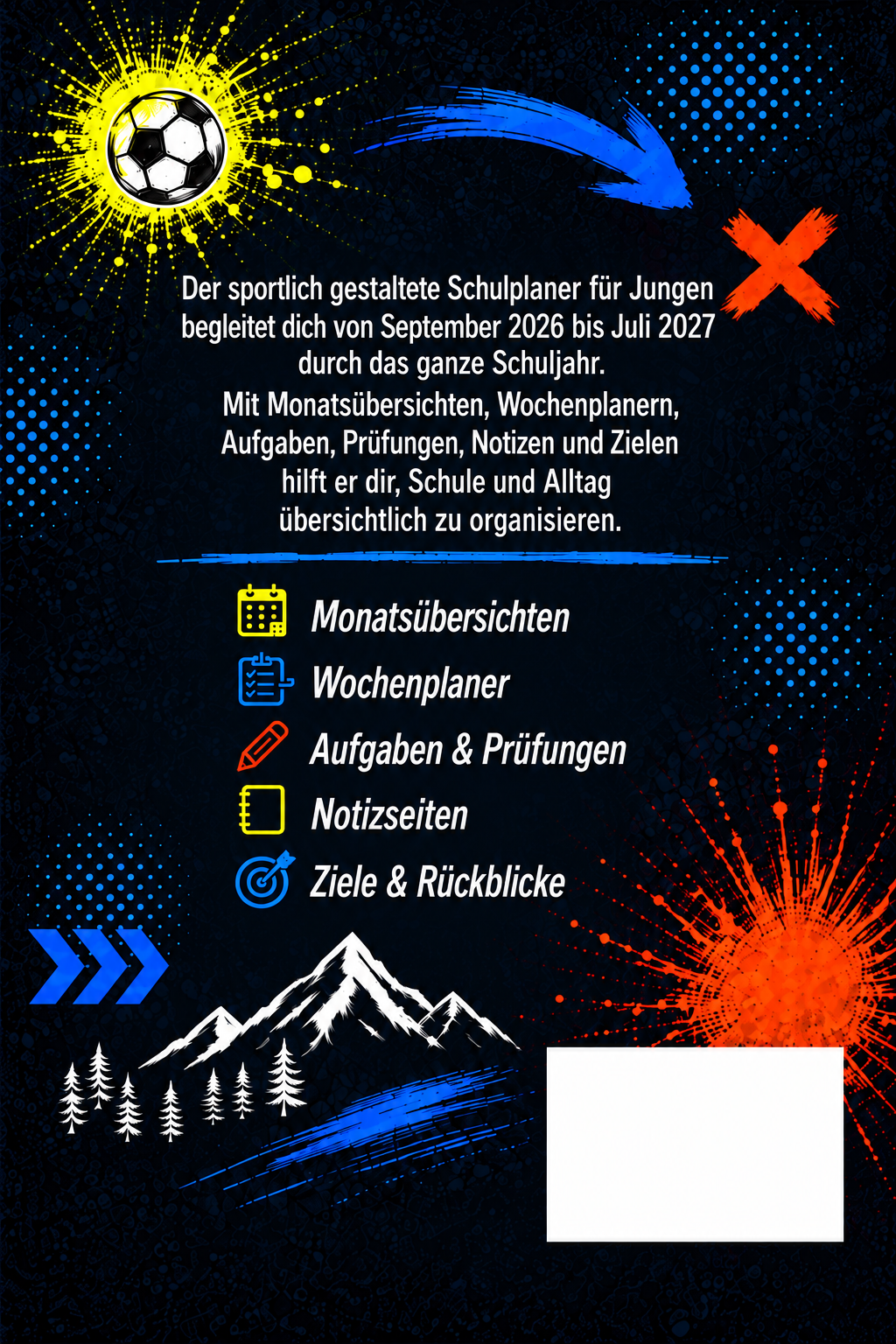 Mein Notizkalender 2026/2027 Schulplaner für Jungs